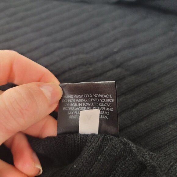 Eileen Fisher Womens Merino Wool Open Ribbed Cardigan Size L Black Layer Witchy - Picture 7 of 11